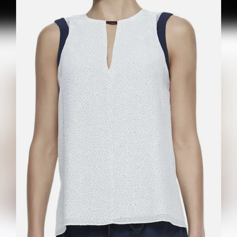 Rag & Bone Lana Sleeveless Dot Print Top White Blue Size Small